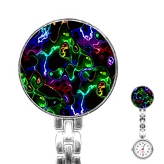 Saga Colors Rainbow Stone Blue Green Red Purple Space Stainless Steel Nurses Watch by Mariart