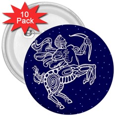 Sagitarius Zodiac Star 3  Buttons (10 Pack) 