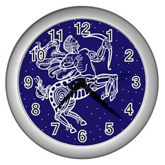 Sagitarius Zodiac Star Wall Clocks (silver)  by Mariart