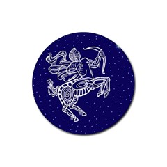 Sagitarius Zodiac Star Rubber Round Coaster (4 Pack) 