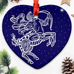 Sagitarius Zodiac Star Heart Ornament (two Sides) by Mariart