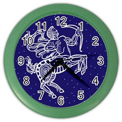 Sagitarius Zodiac Star Color Wall Clocks by Mariart