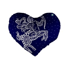 Sagitarius Zodiac Star Standard 16  Premium Flano Heart Shape Cushions by Mariart