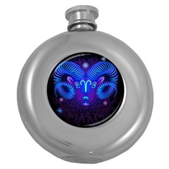 Sign Aries Zodiac Round Hip Flask (5 Oz) by Mariart