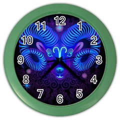 Sign Aries Zodiac Color Wall Clocks by Mariart