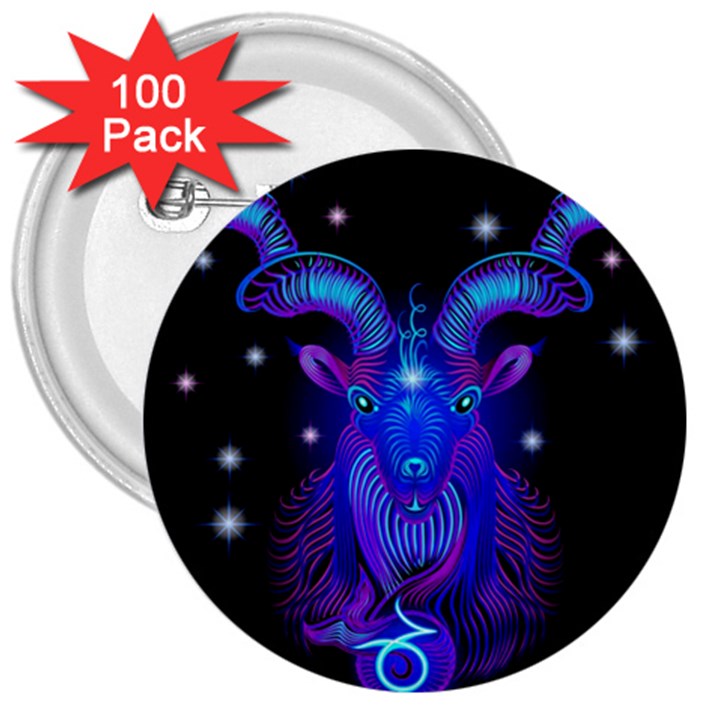 Sign Capricorn Zodiac 3  Buttons (100 pack) 