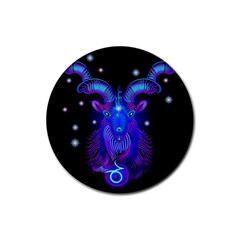 Sign Capricorn Zodiac Rubber Coaster (round)  by Mariart