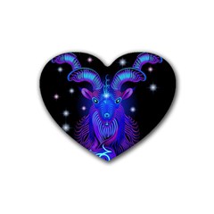 Sign Capricorn Zodiac Rubber Coaster (heart)  by Mariart