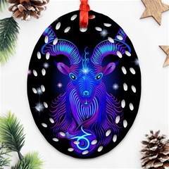 Sign Capricorn Zodiac Ornament (oval Filigree) by Mariart