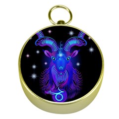 Sign Capricorn Zodiac Gold Compasses by Mariart