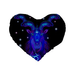 Sign Capricorn Zodiac Standard 16  Premium Flano Heart Shape Cushions by Mariart