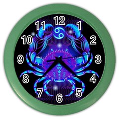 Sign Cancer Zodiac Color Wall Clocks by Mariart