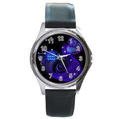 Sign Aquarius Zodiac Round Metal Watch