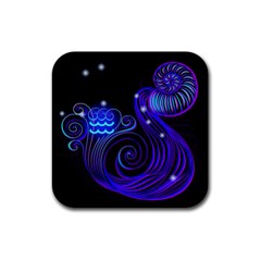 Sign Aquarius Zodiac Rubber Coaster (square)  by Mariart