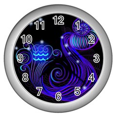 Sign Aquarius Zodiac Wall Clocks (silver) 