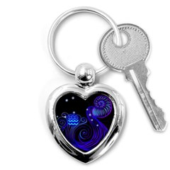 Sign Aquarius Zodiac Key Chains (heart) 