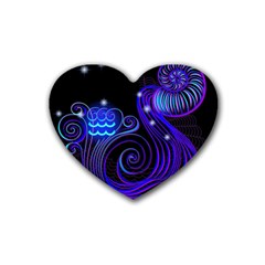 Sign Aquarius Zodiac Heart Coaster (4 Pack)  by Mariart