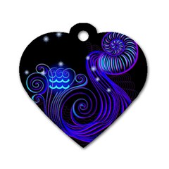 Sign Aquarius Zodiac Dog Tag Heart (two Sides) by Mariart