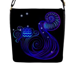 Sign Aquarius Zodiac Flap Messenger Bag (l)  by Mariart