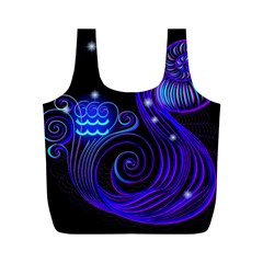 Sign Aquarius Zodiac Full Print Recycle Bags (m) 