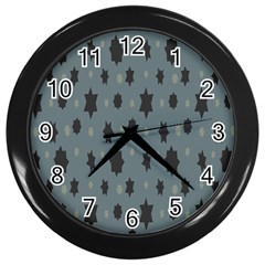 Star Space Black Grey Blue Sky Wall Clocks (black)