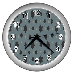 Star Space Black Grey Blue Sky Wall Clocks (silver) 