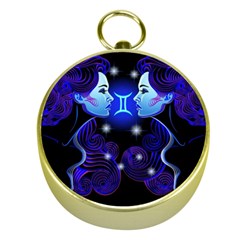 Sign Gemini Zodiac Gold Compasses by Mariart