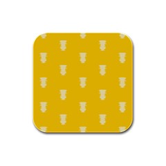 Waveform Disco Wahlin Retina White Yellow Vertical Rubber Square Coaster (4 Pack)  by Mariart