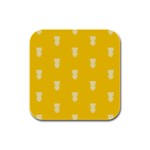 Waveform Disco Wahlin Retina White Yellow Vertical Rubber Square Coaster (4 pack)  Front