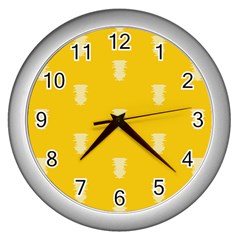 Waveform Disco Wahlin Retina White Yellow Vertical Wall Clocks (silver)  by Mariart