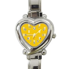 Waveform Disco Wahlin Retina White Yellow Vertical Heart Italian Charm Watch by Mariart