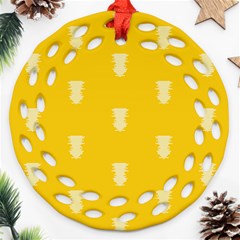 Waveform Disco Wahlin Retina White Yellow Vertical Ornament (round Filigree) by Mariart