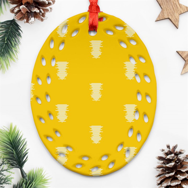 Waveform Disco Wahlin Retina White Yellow Vertical Oval Filigree Ornament (Two Sides)