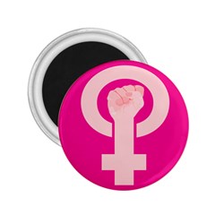 Women Safety Feminist Nail Strong Pink Circle Polka 2 25  Magnets by Mariart