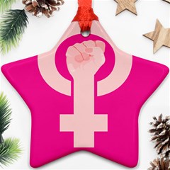 Women Safety Feminist Nail Strong Pink Circle Polka Ornament (star) by Mariart