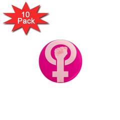 Women Safety Feminist Nail Strong Pink Circle Polka 1  Mini Magnet (10 Pack)  by Mariart