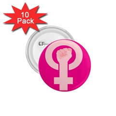 Women Safety Feminist Nail Strong Pink Circle Polka 1 75  Buttons (10 Pack) by Mariart