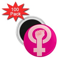 Women Safety Feminist Nail Strong Pink Circle Polka 1 75  Magnets (100 Pack)  by Mariart