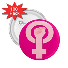 Women Safety Feminist Nail Strong Pink Circle Polka 2 25  Buttons (100 Pack)  by Mariart