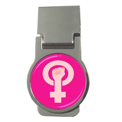 Women Safety Feminist Nail Strong Pink Circle Polka Money Clips (round)  by Mariart