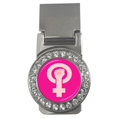 Women Safety Feminist Nail Strong Pink Circle Polka Money Clips (cz)  by Mariart