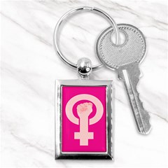 Women Safety Feminist Nail Strong Pink Circle Polka Key Chains (rectangle)  by Mariart