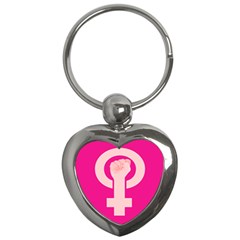 Women Safety Feminist Nail Strong Pink Circle Polka Key Chains (heart)  by Mariart