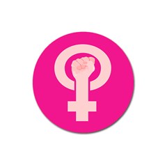 Women Safety Feminist Nail Strong Pink Circle Polka Magnet 3  (round)