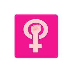 Women Safety Feminist Nail Strong Pink Circle Polka Square Magnet by Mariart