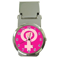 Women Safety Feminist Nail Strong Pink Circle Polka Money Clip Watches by Mariart