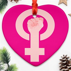 Women Safety Feminist Nail Strong Pink Circle Polka Heart Ornament (two Sides) by Mariart