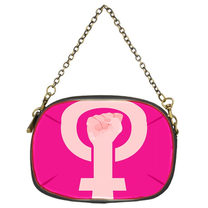 Women Safety Feminist Nail Strong Pink Circle Polka Chain Purses (One Side) 