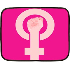 Women Safety Feminist Nail Strong Pink Circle Polka Double Sided Fleece Blanket (mini)  by Mariart