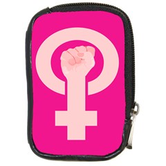 Women Safety Feminist Nail Strong Pink Circle Polka Compact Camera Cases by Mariart